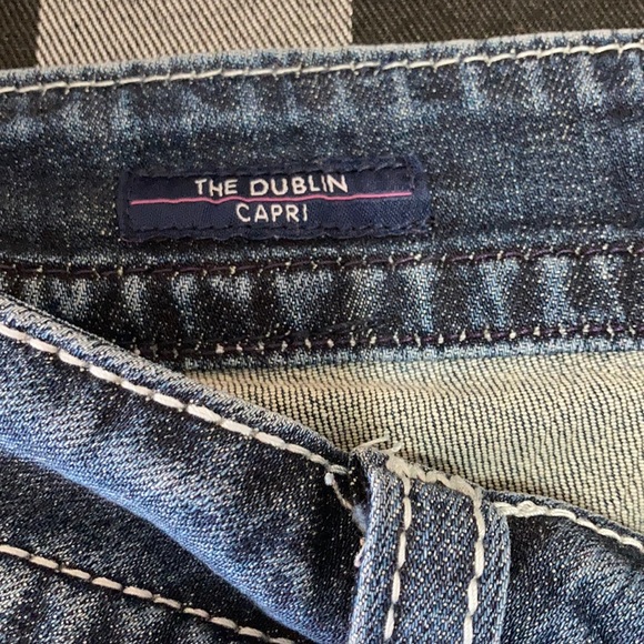 Vigoss The Dublin Capri Jeans 9/10 Stretch Embellished Double Pockets Metallic - Picture 7 of 13